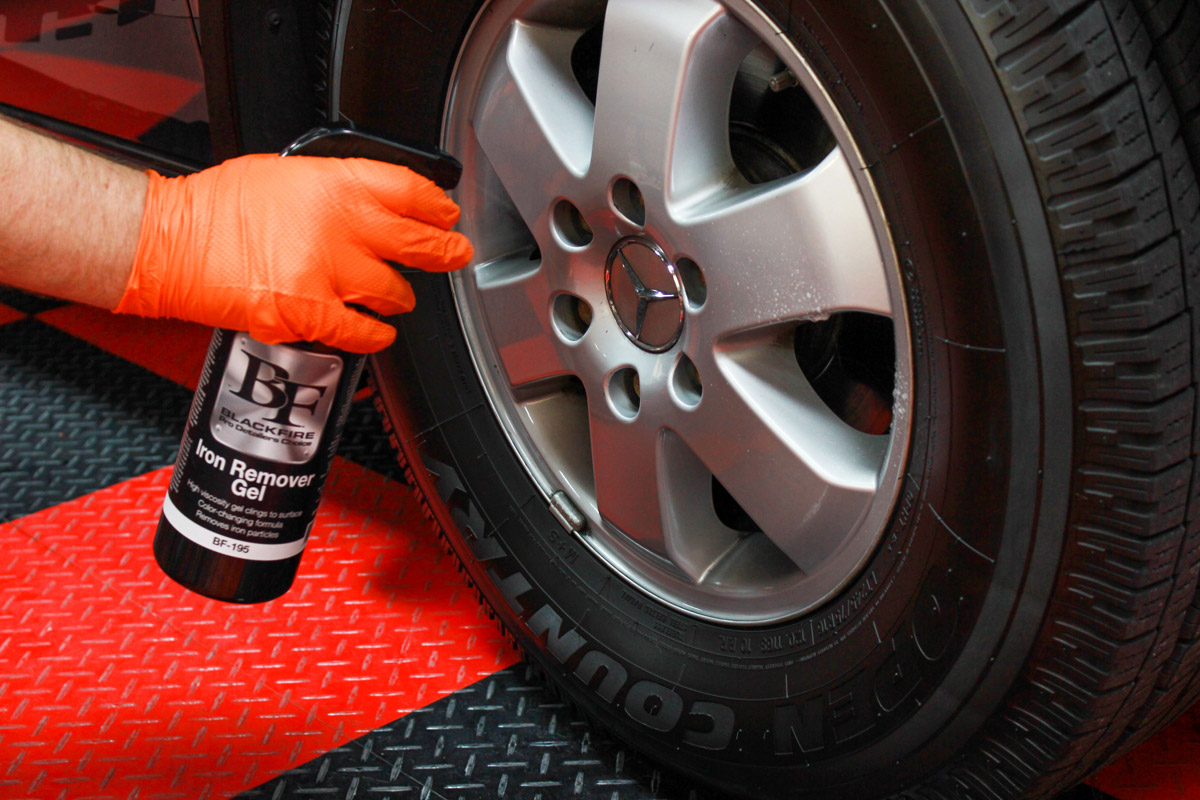 Spray BLACKFIRE Gel Iron Remover directly onto the surface you are decontaminating.